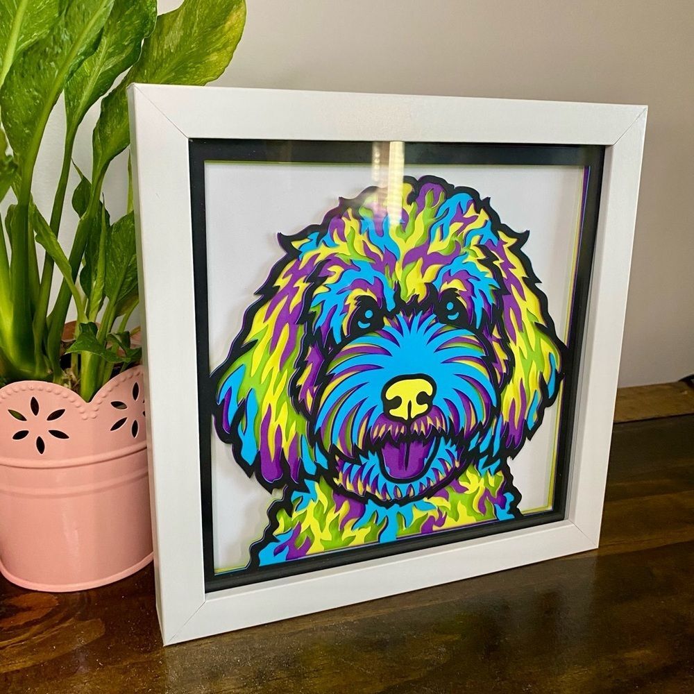 3D Labradoodle Multicolor Shadowbox - Picture 2 of 8
